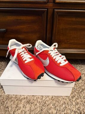 Nike Red and Orange Mesh Waffle Racer with White Swoosh